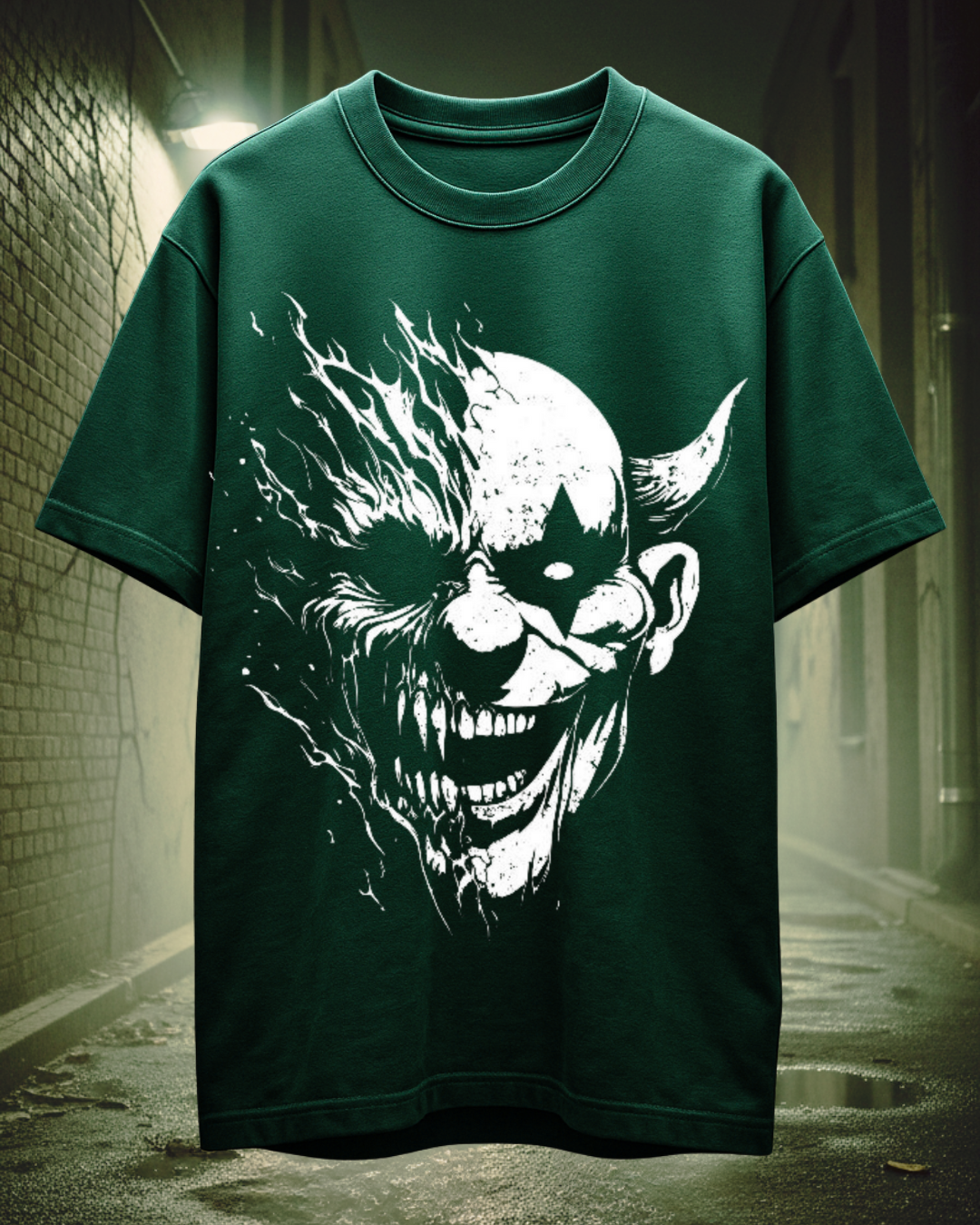 Evil Demon Graphic Oversized T-Shirt | French Terry Cotton | Drop-Shoulder Fit