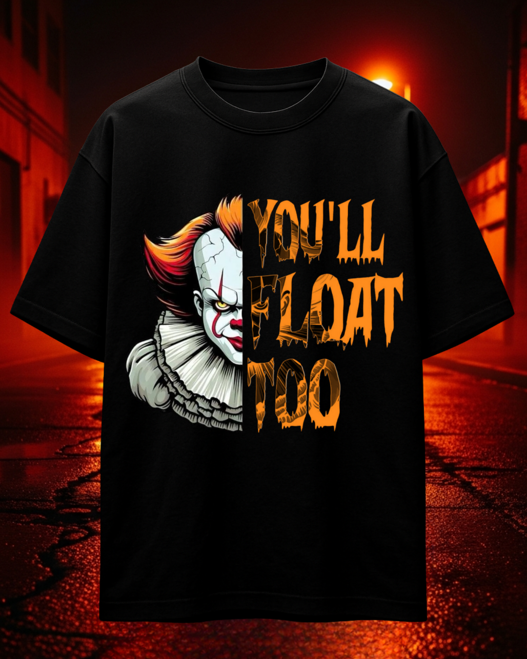 Pennywise "You'll Float Too" Oversized T-Shirt | French Terry Cotton | Drop-Shoulder Fit
