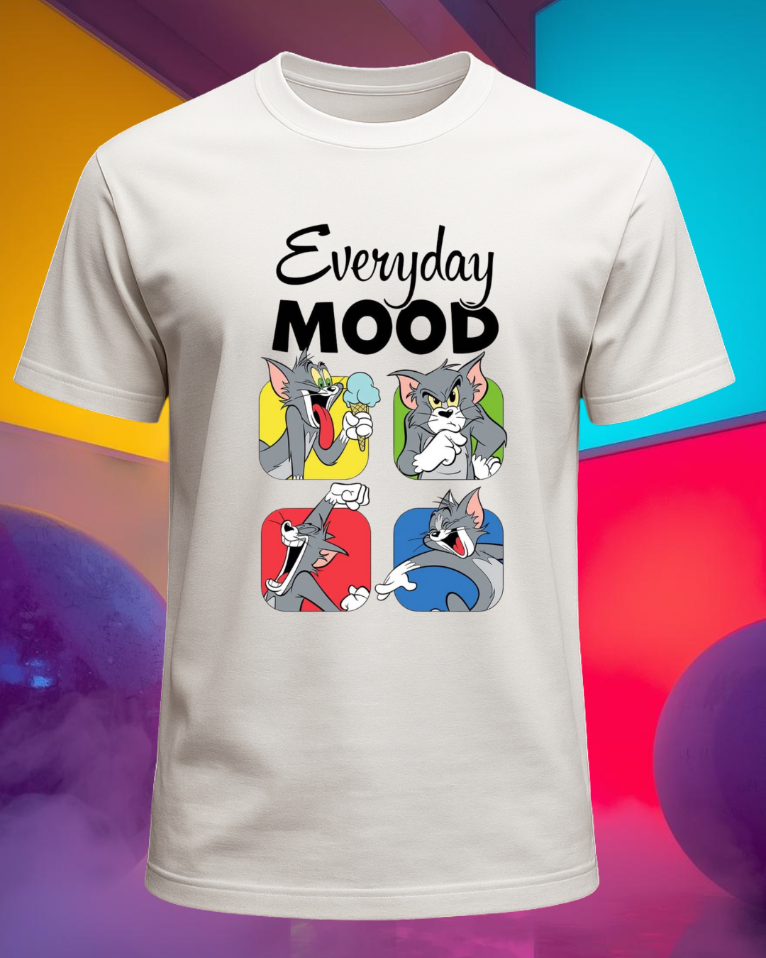 Tom and Jerry "Everyday Mood" Graphic T-Shirt | Cotton Lycra Blend | Regular Fit