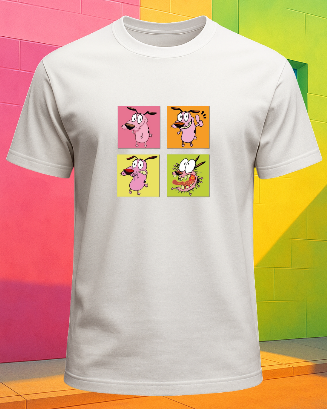 Courage the Cowardly Dog Pop Art Graphic Printed Regular T-Shirt