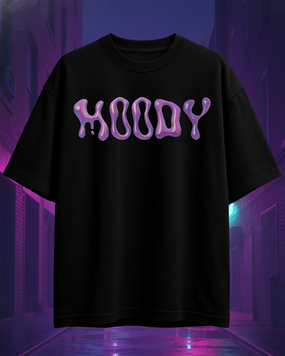 Moody Drip Typography Oversized Graphic Printed T-Shirt