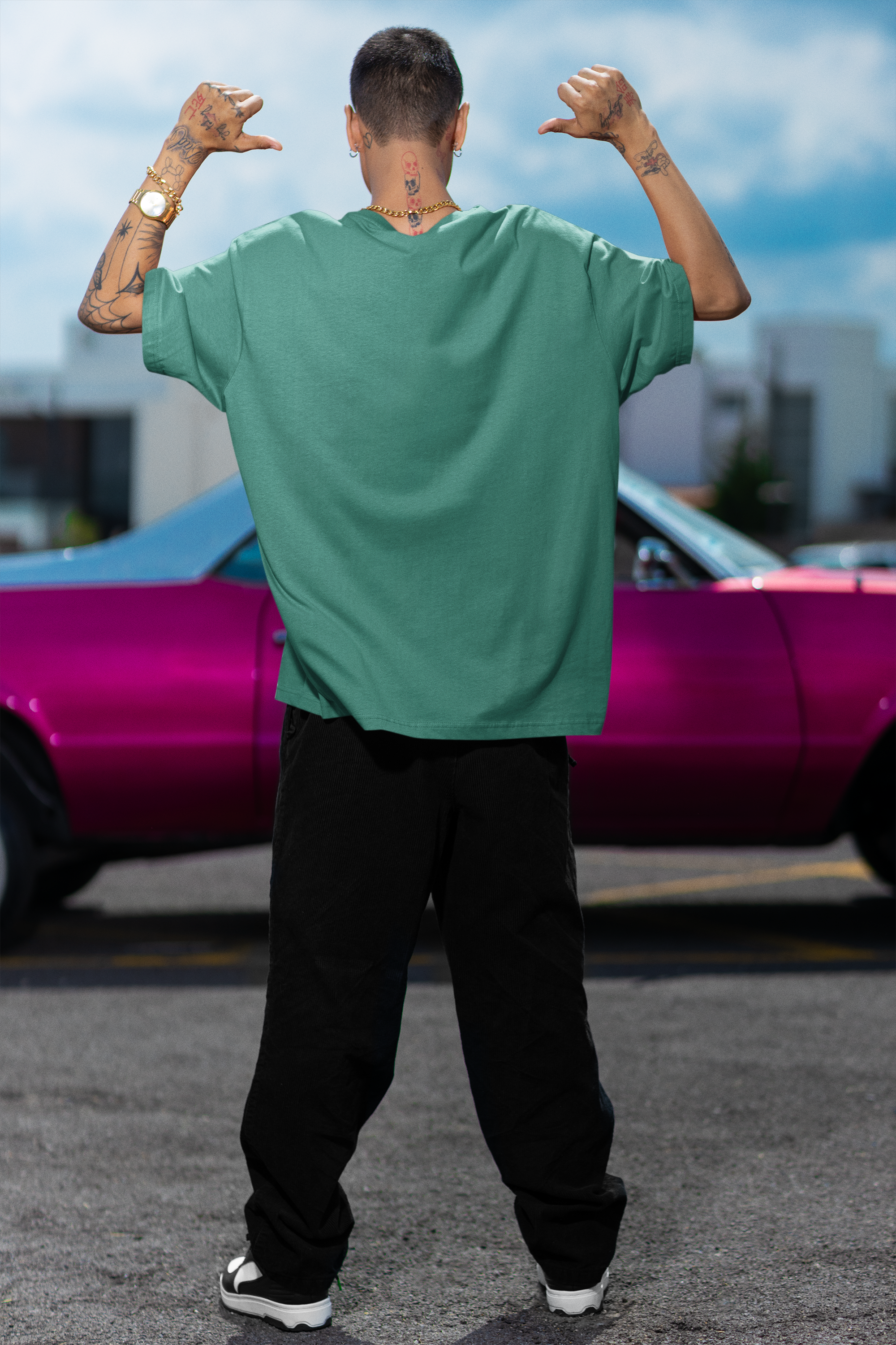 Jungle Green - Plain 240 GSM Oversized Tee