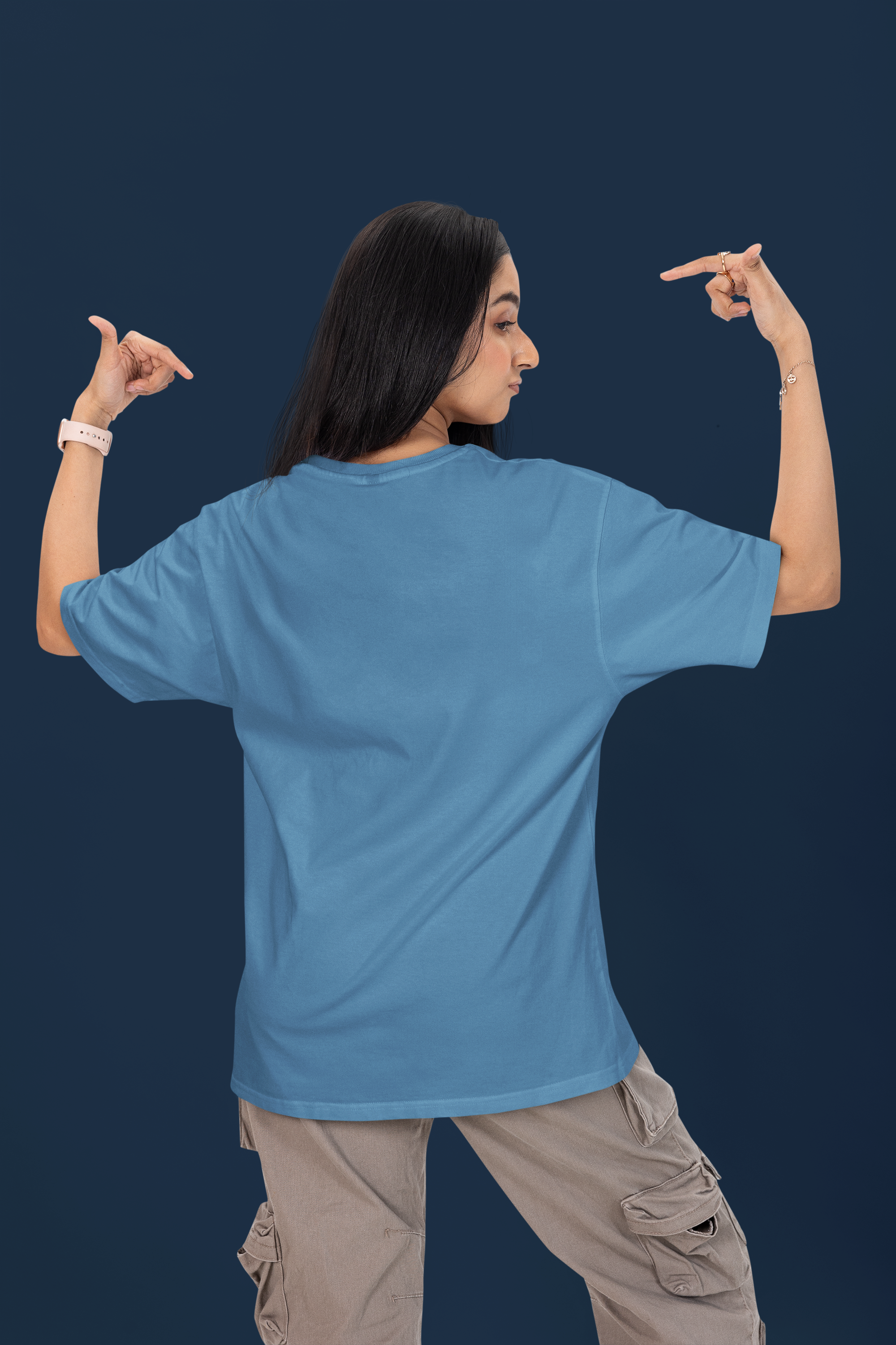 Cyan Blue - Plain 240 GSM Oversized Tee