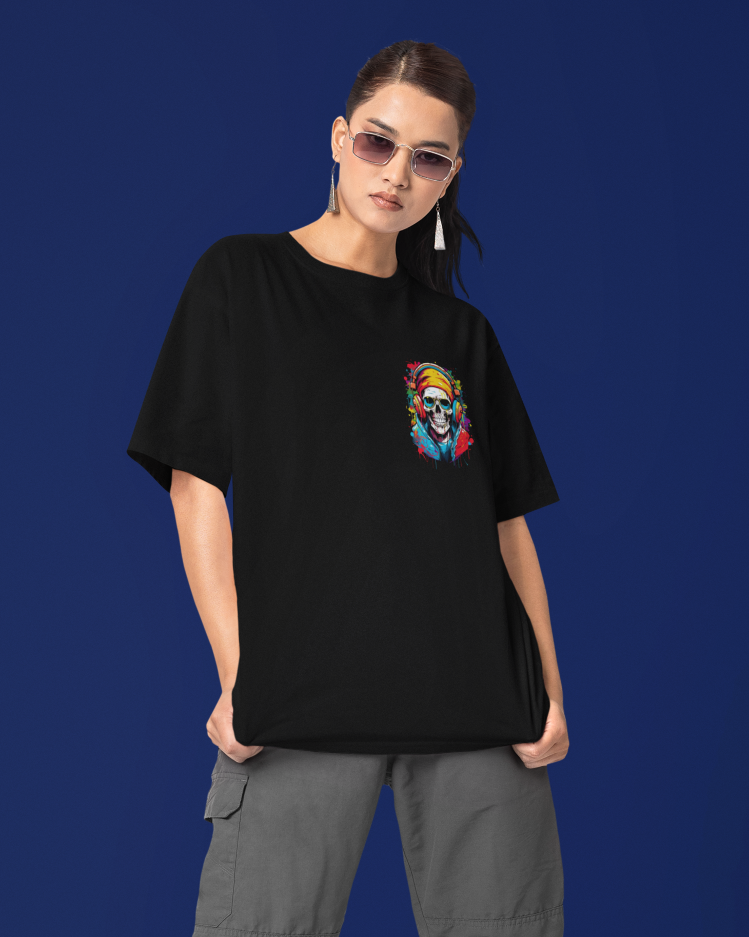 Unisex Cool Skull Oversized Tee - 240 GSM