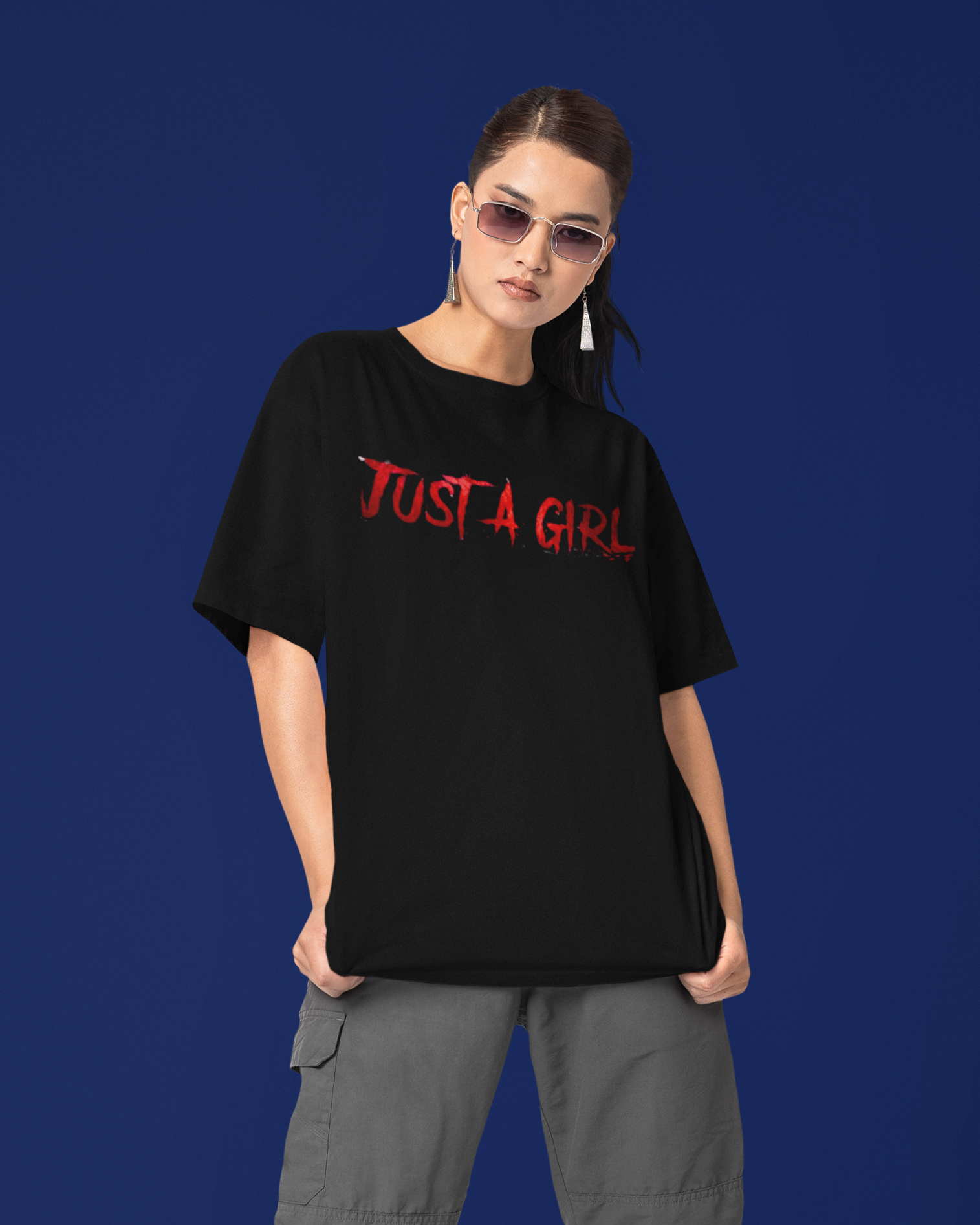 Premium Women's Just A Girl Oversized Tee - 240 GSM