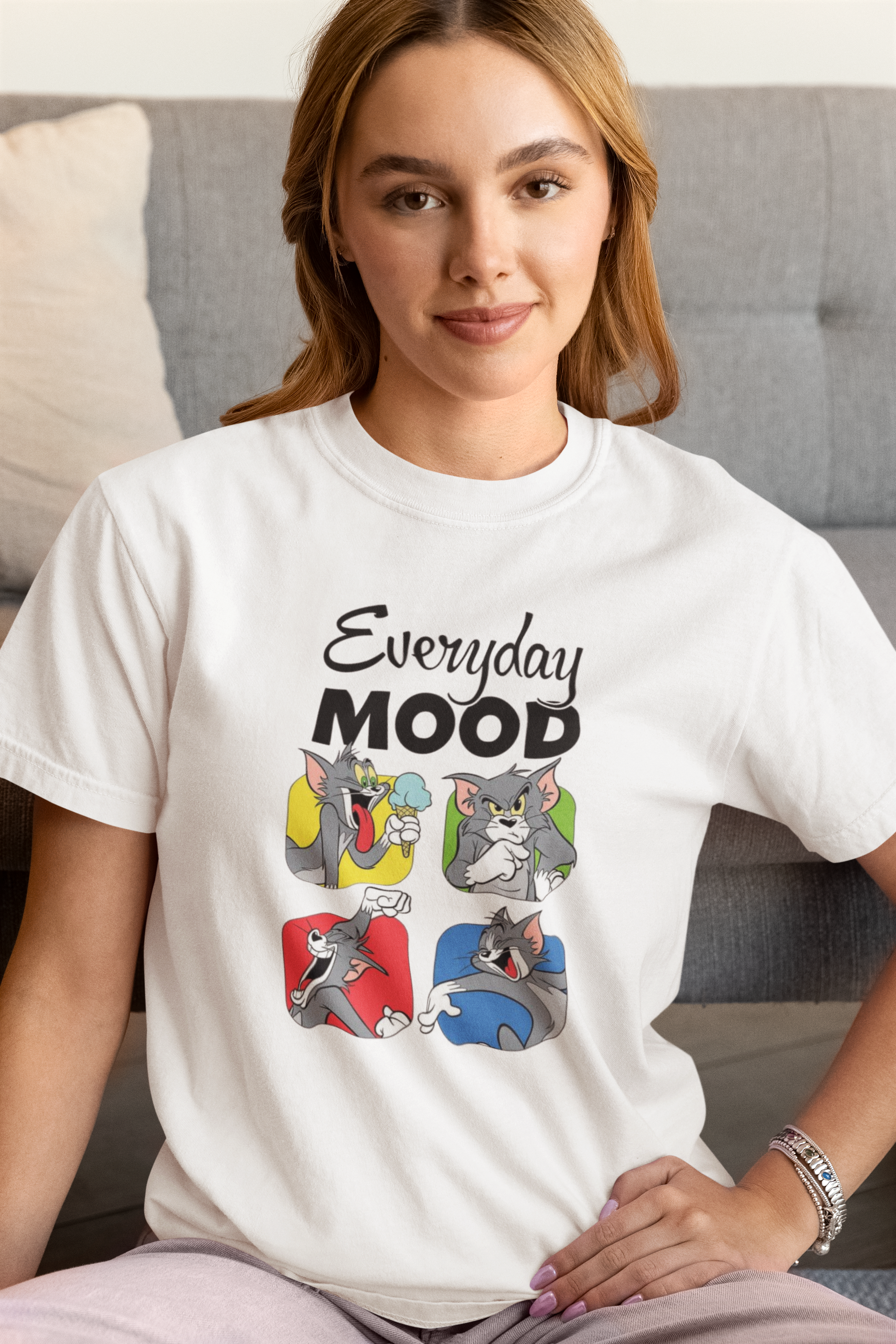 Tom and Jerry "Everyday Mood" Graphic T-Shirt | Cotton Lycra Blend | Regular Fit