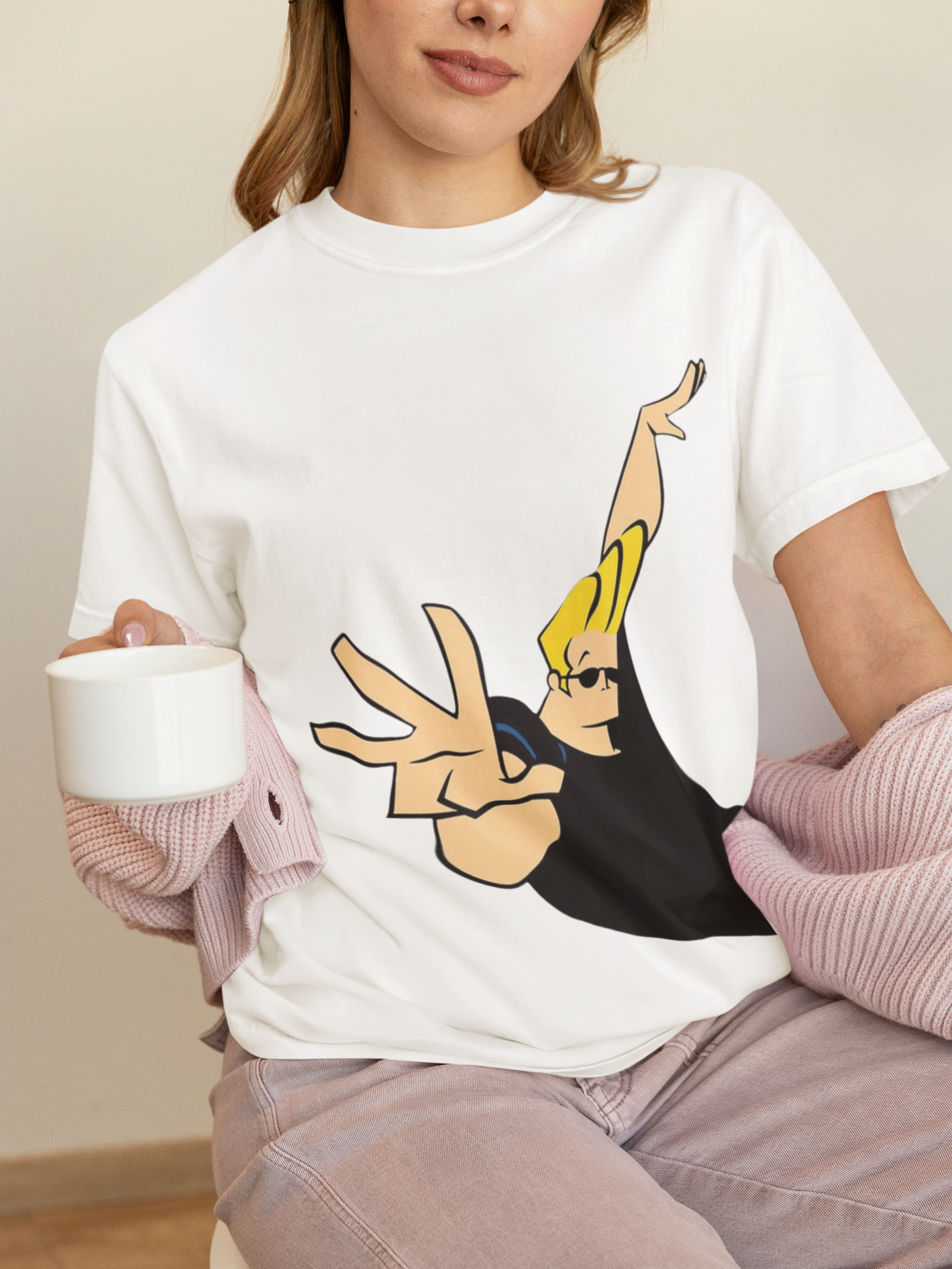 Johnny Bravo Graphic T-Shirt | Cotton Lycra Blend | Regular Fit