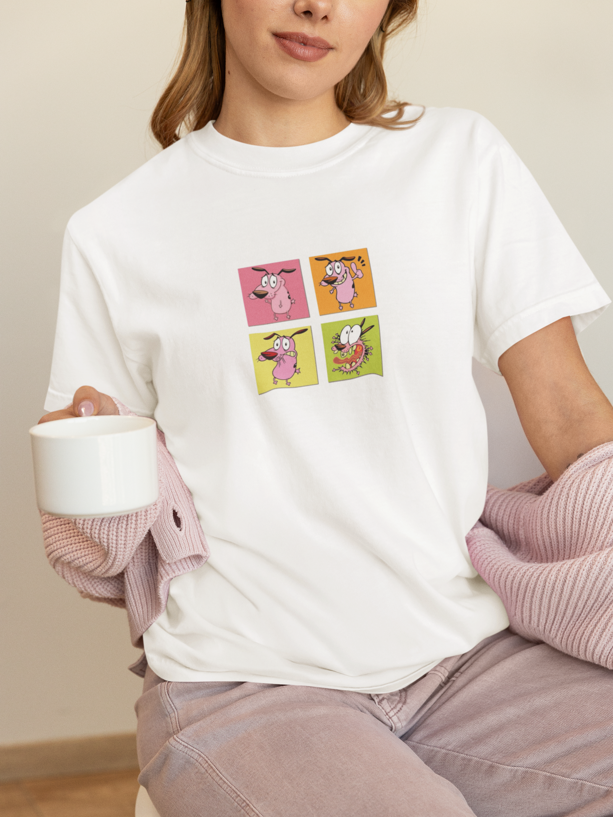 Courage the Cowardly Dog Pop Art Graphic Printed Regular T-Shirt