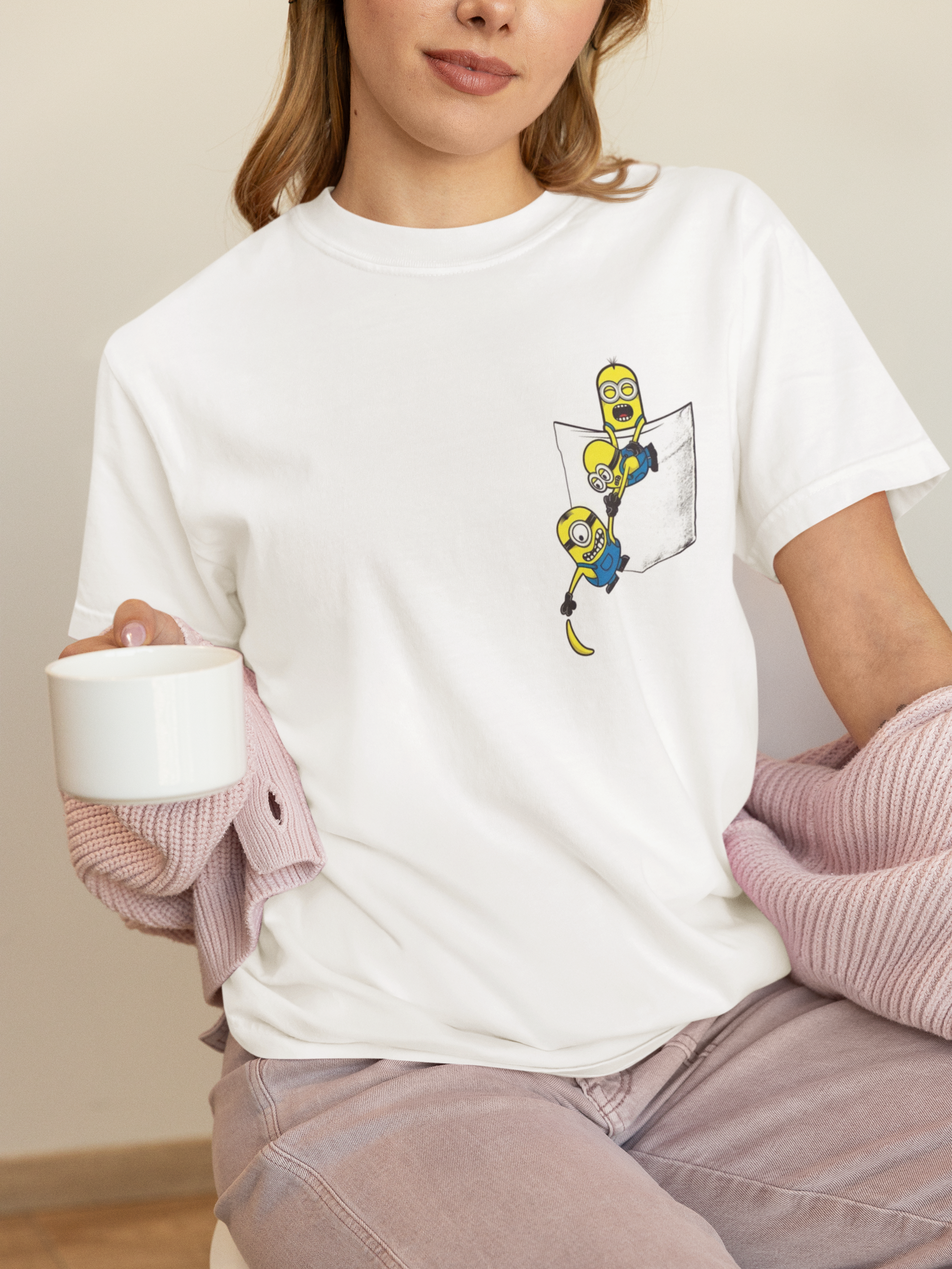Minions Pocket Peek Graphic Printed Regular T-Shirt