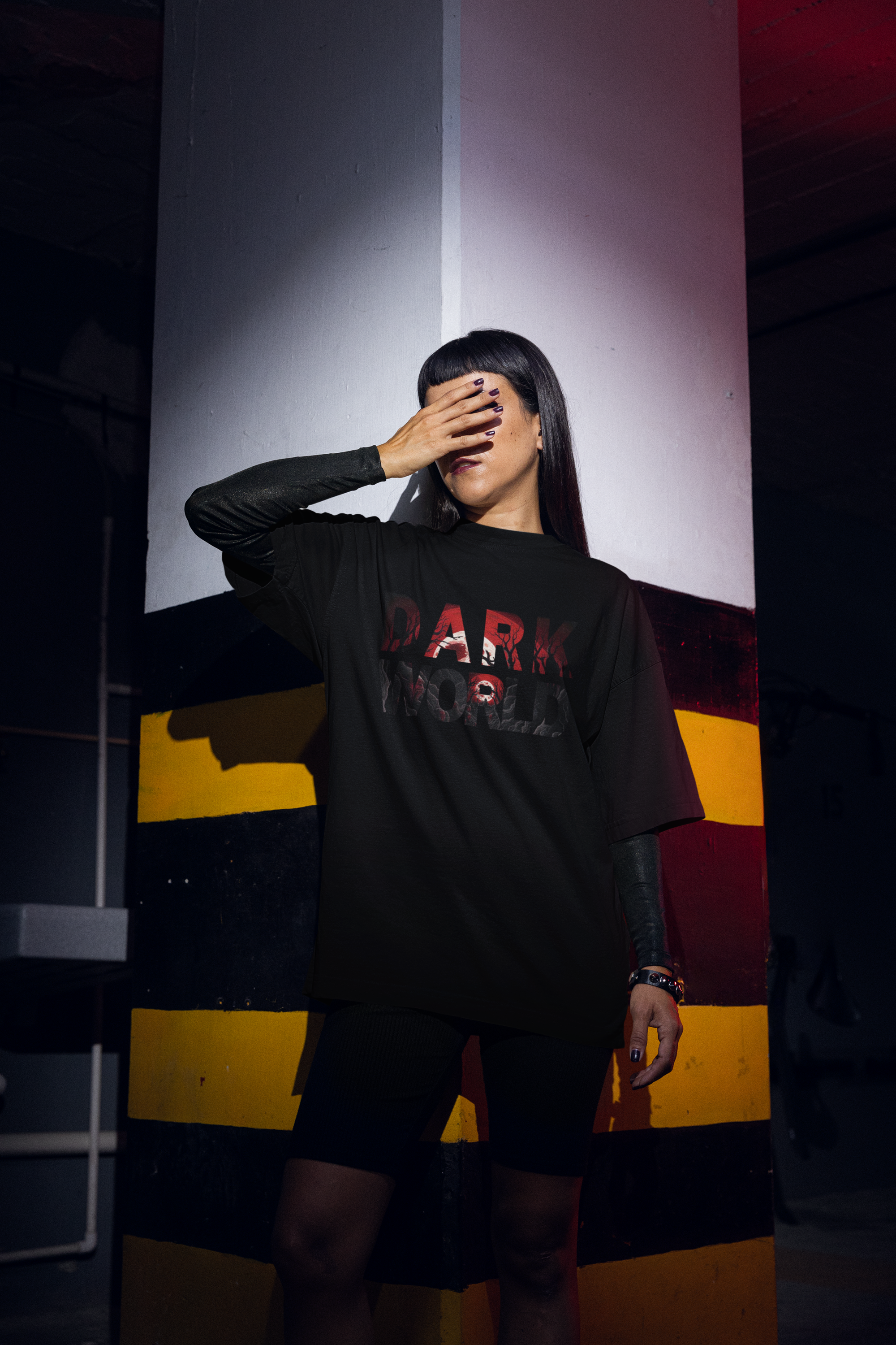 "Dark World" Gothic Graphic Oversized T-Shirt | French Terry Cotton | Drop-Shoulder Fit