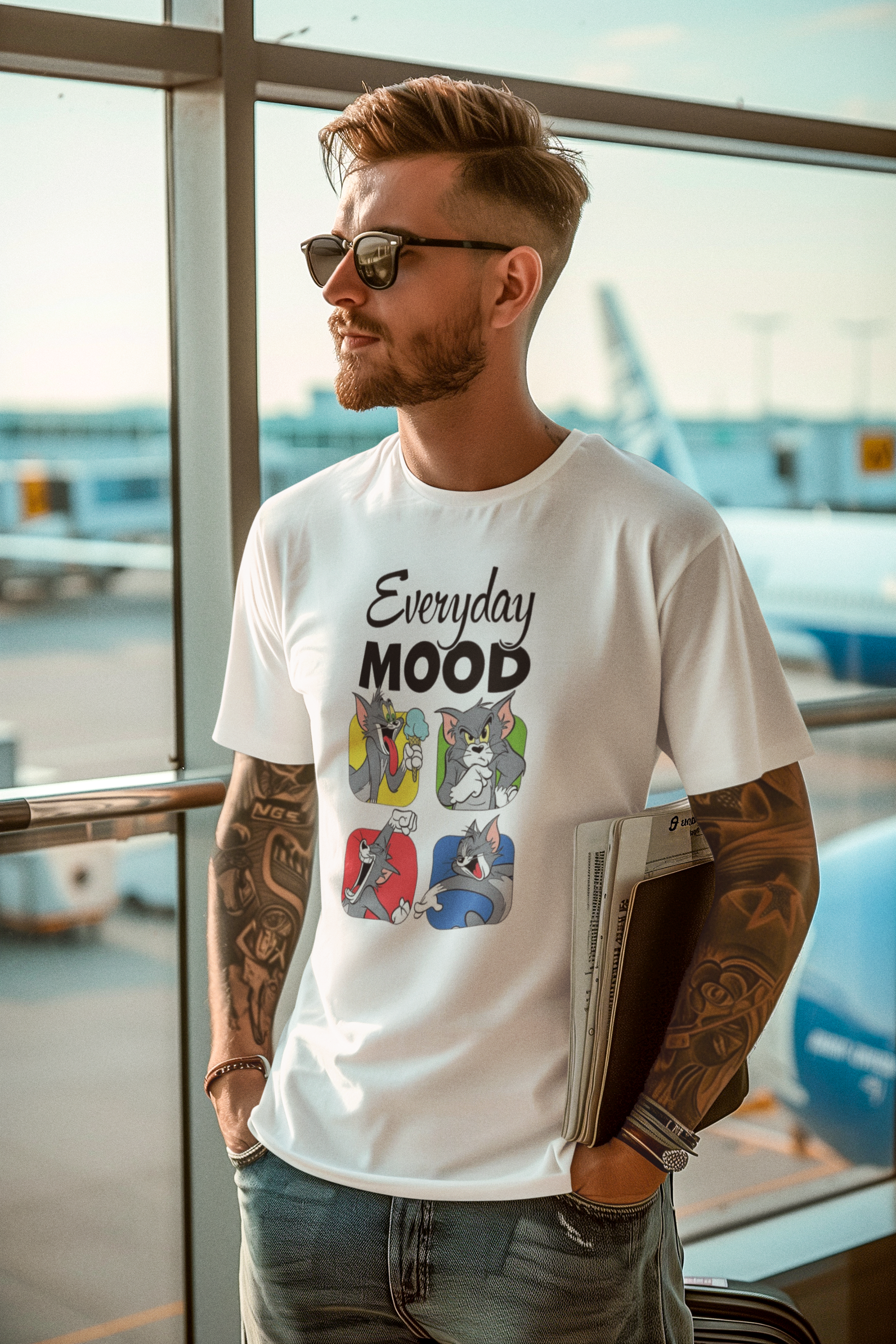 Tom and Jerry "Everyday Mood" Graphic T-Shirt | Cotton Lycra Blend | Regular Fit