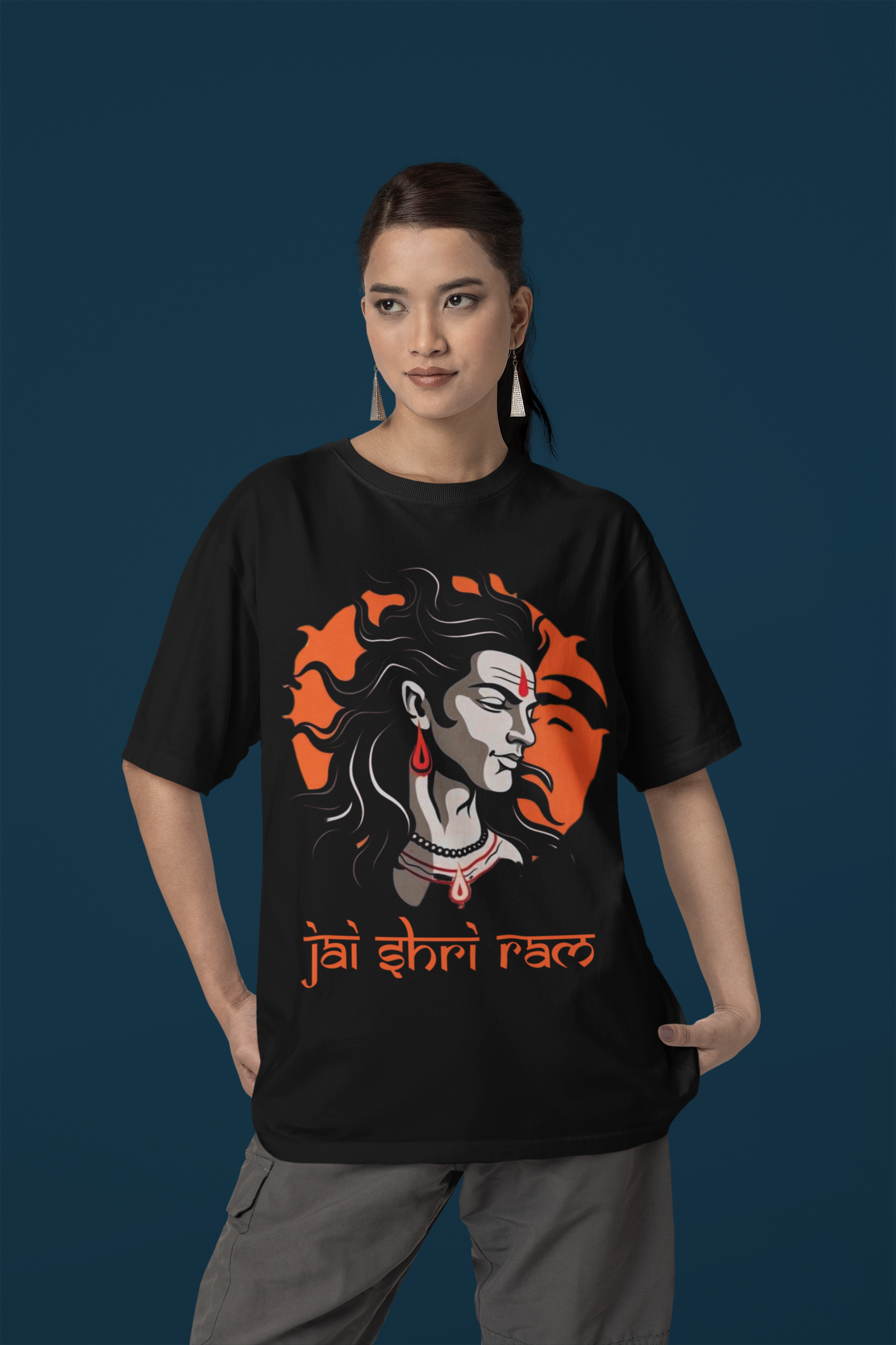 Jai Shri Ram Portrait Oversized T-Shirt