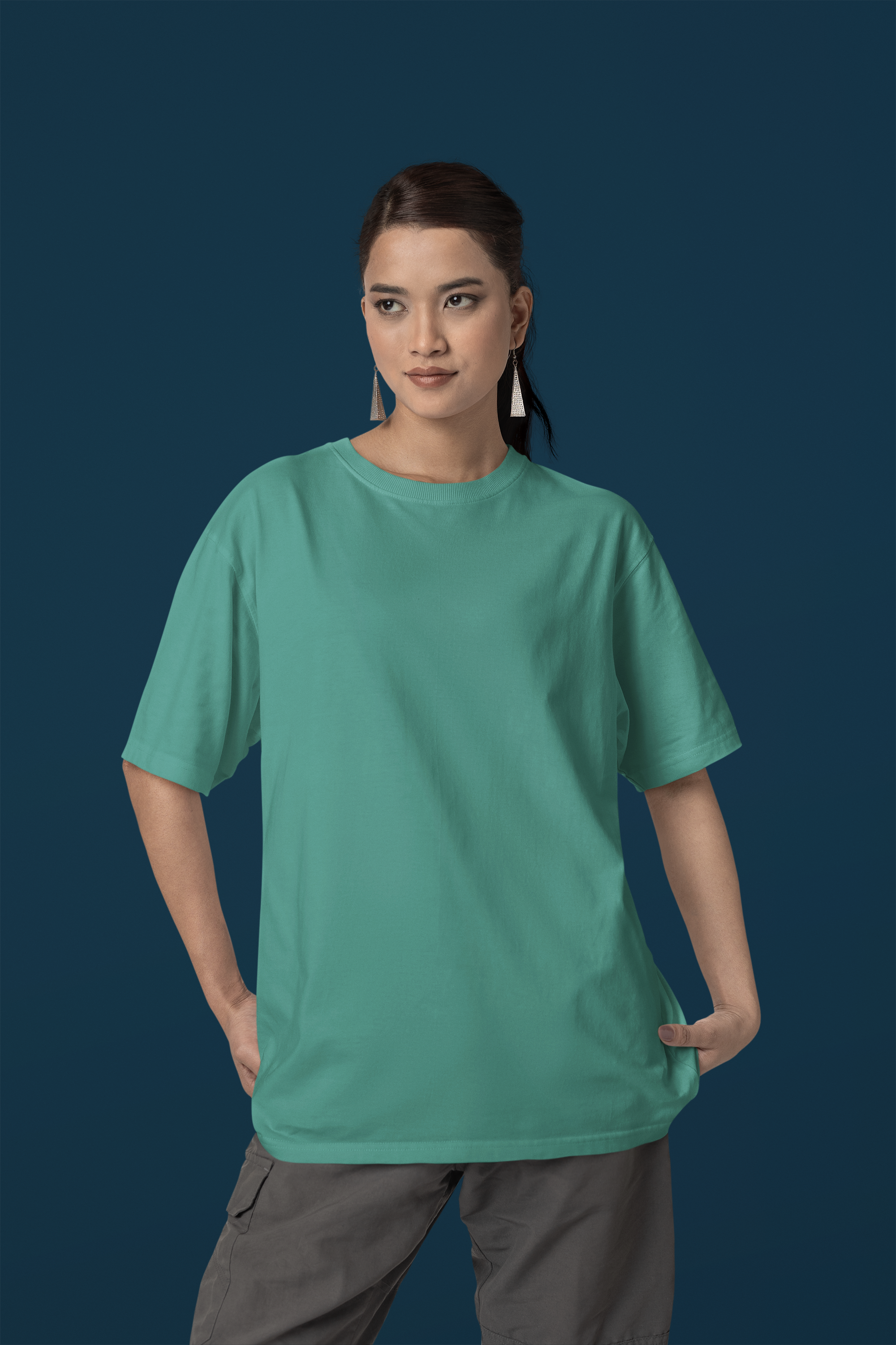 Jungle Green - Plain 240 GSM Oversized Tee