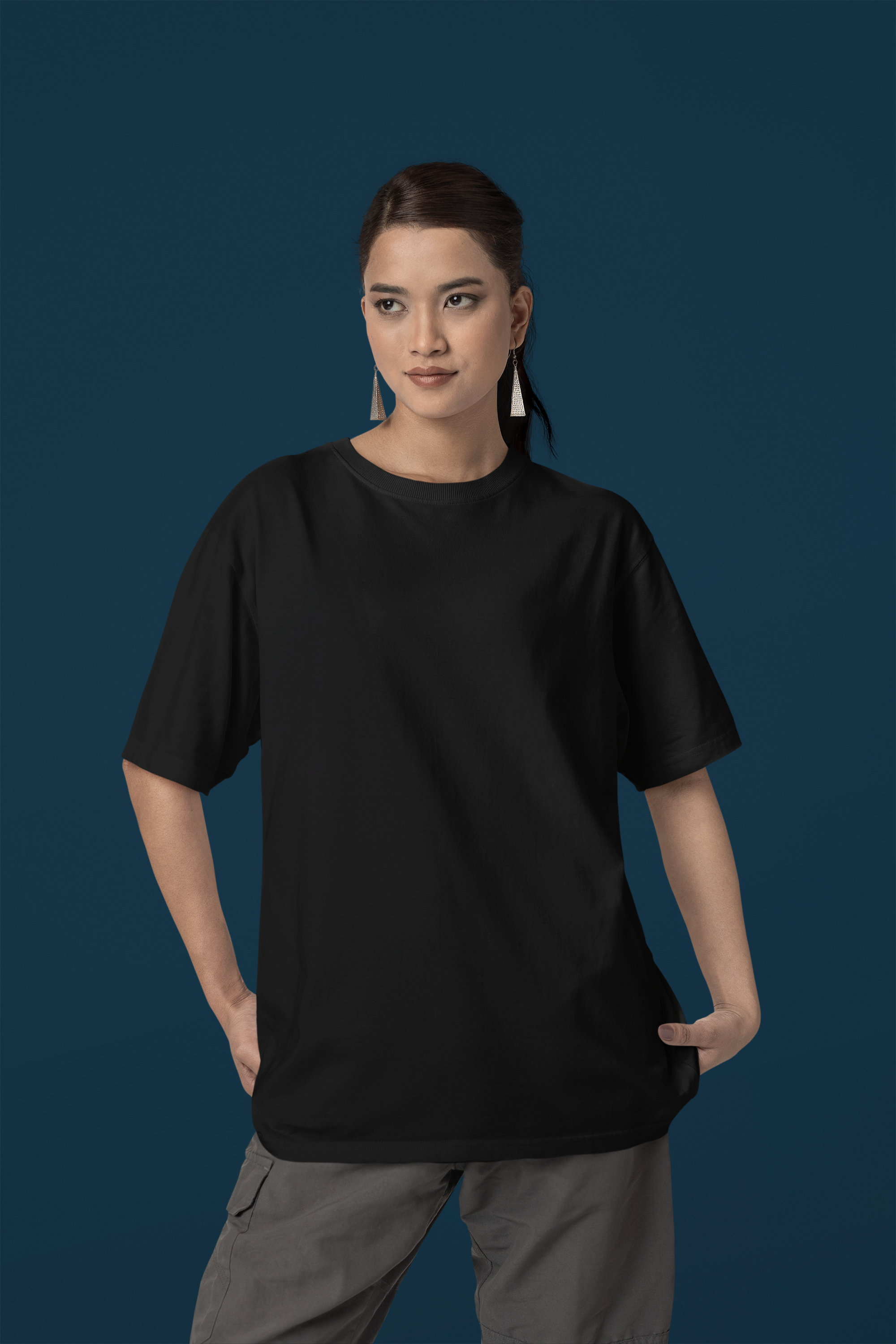 Black - Plain 240 GSM Oversized Tee