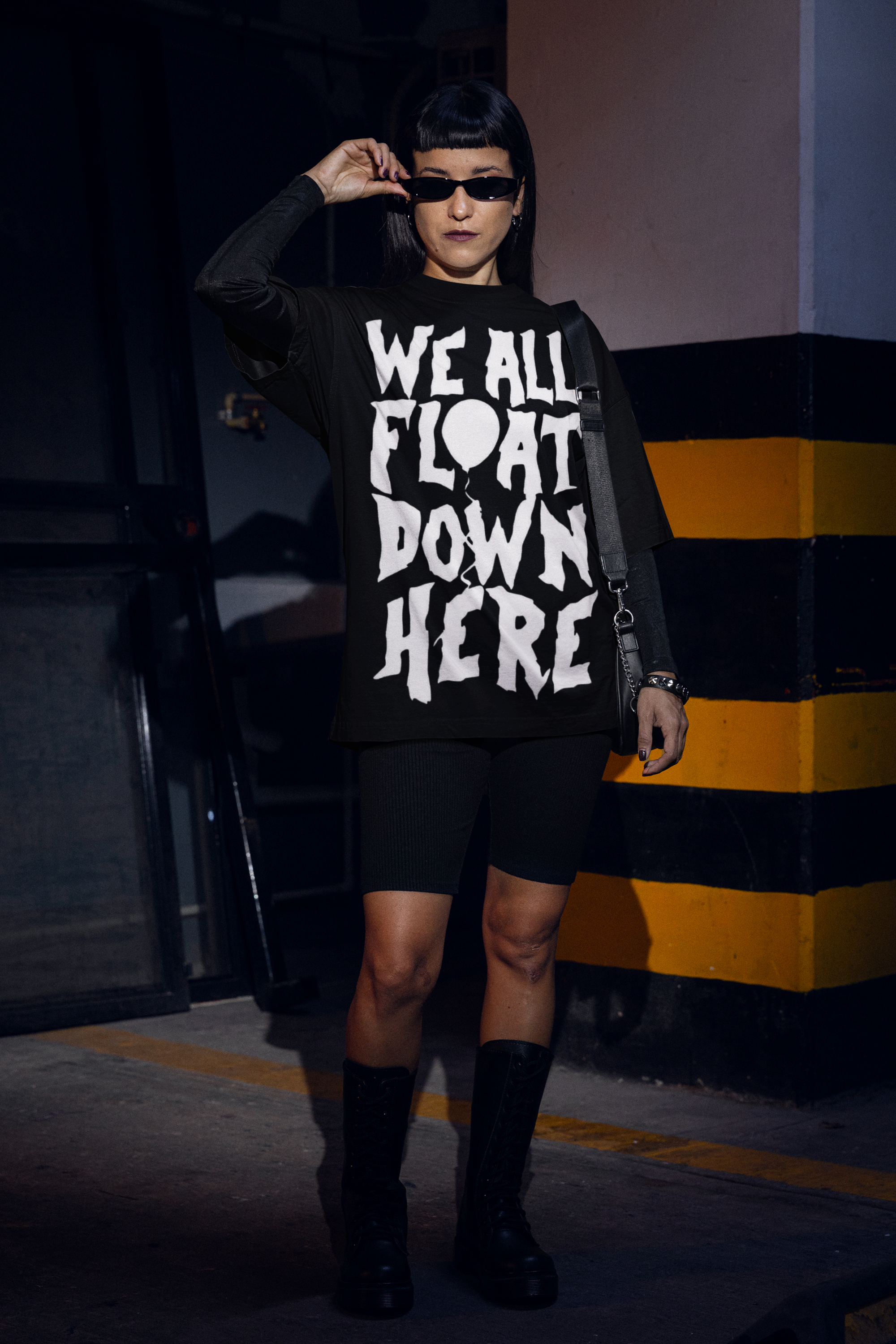 We All Float Down Here Horror Typography Oversized Graphic Printed T-Shirt