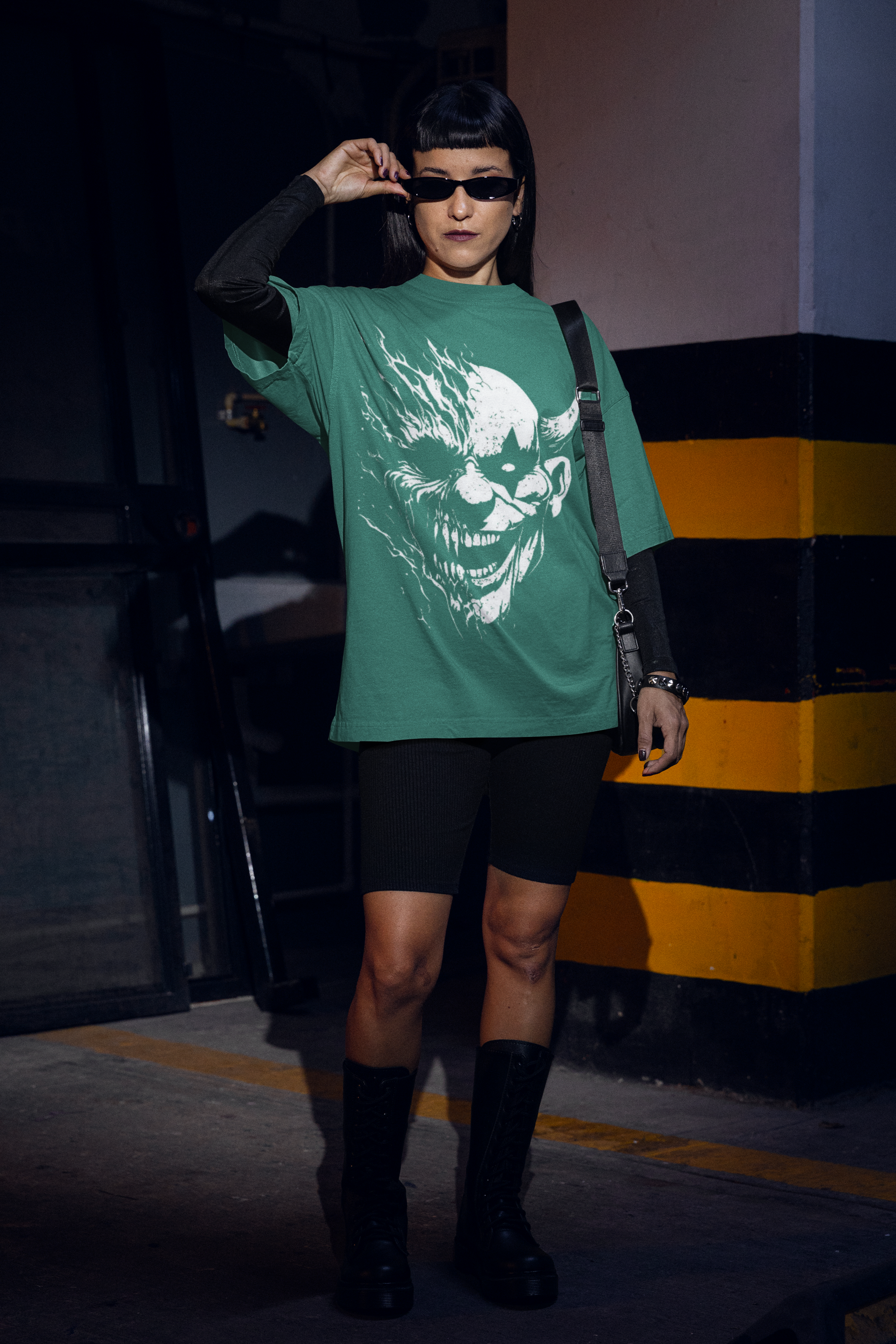 Evil Demon Graphic Oversized T-Shirt | French Terry Cotton | Drop-Shoulder Fit