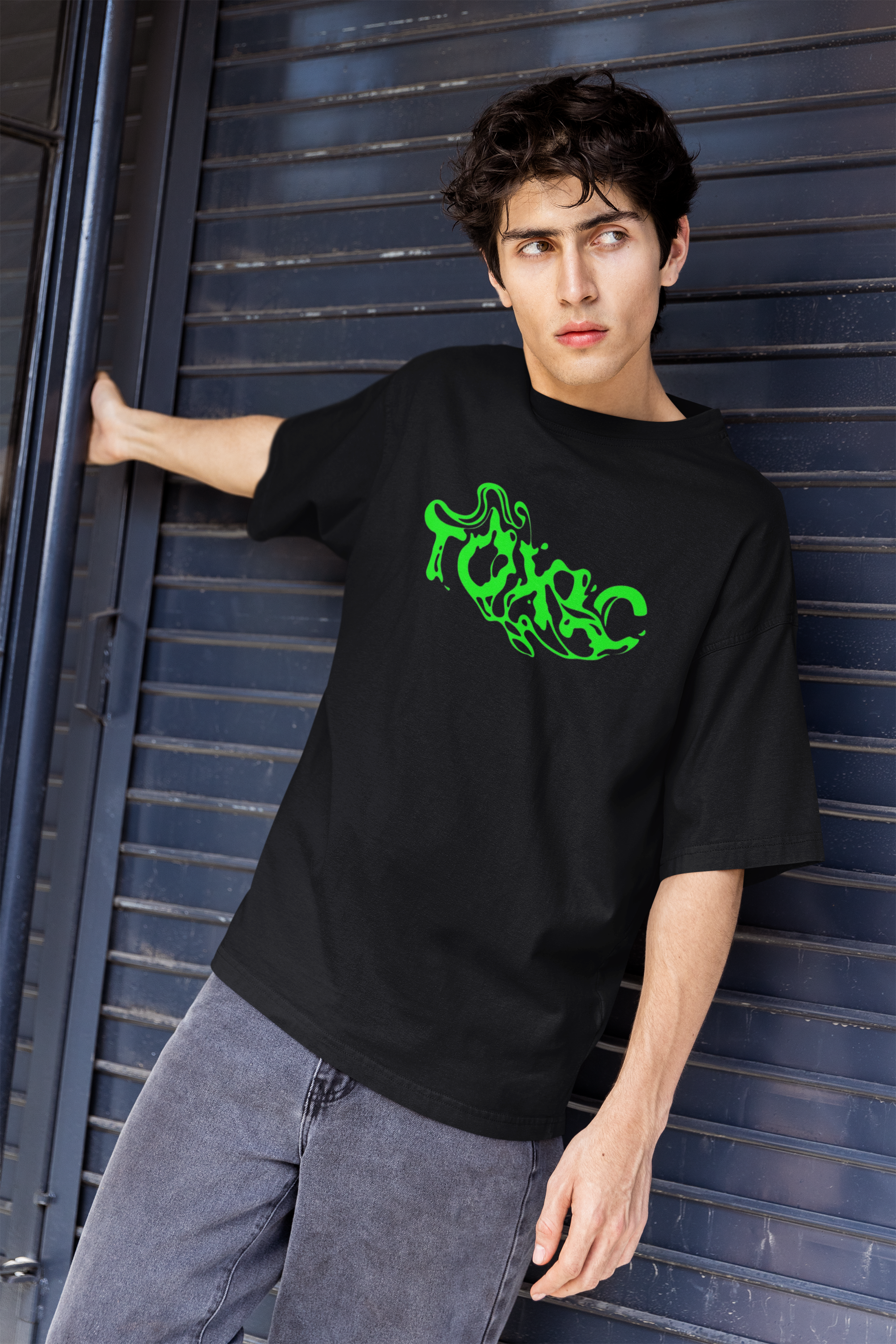 TOXIC Oversized T-Shirt - Neon Green Graphic Tee