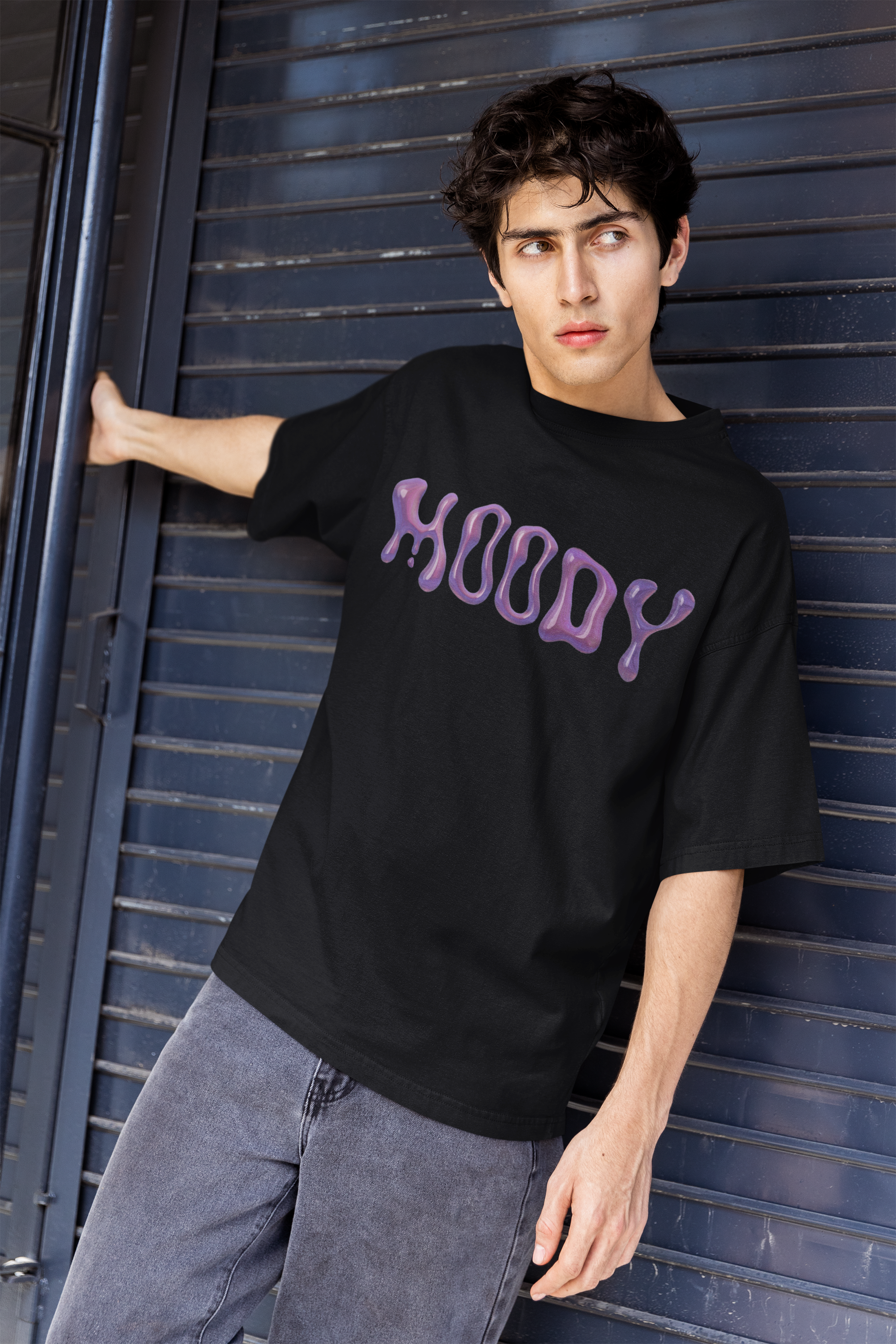 Moody Drip Typography Oversized Graphic Printed T-Shirt