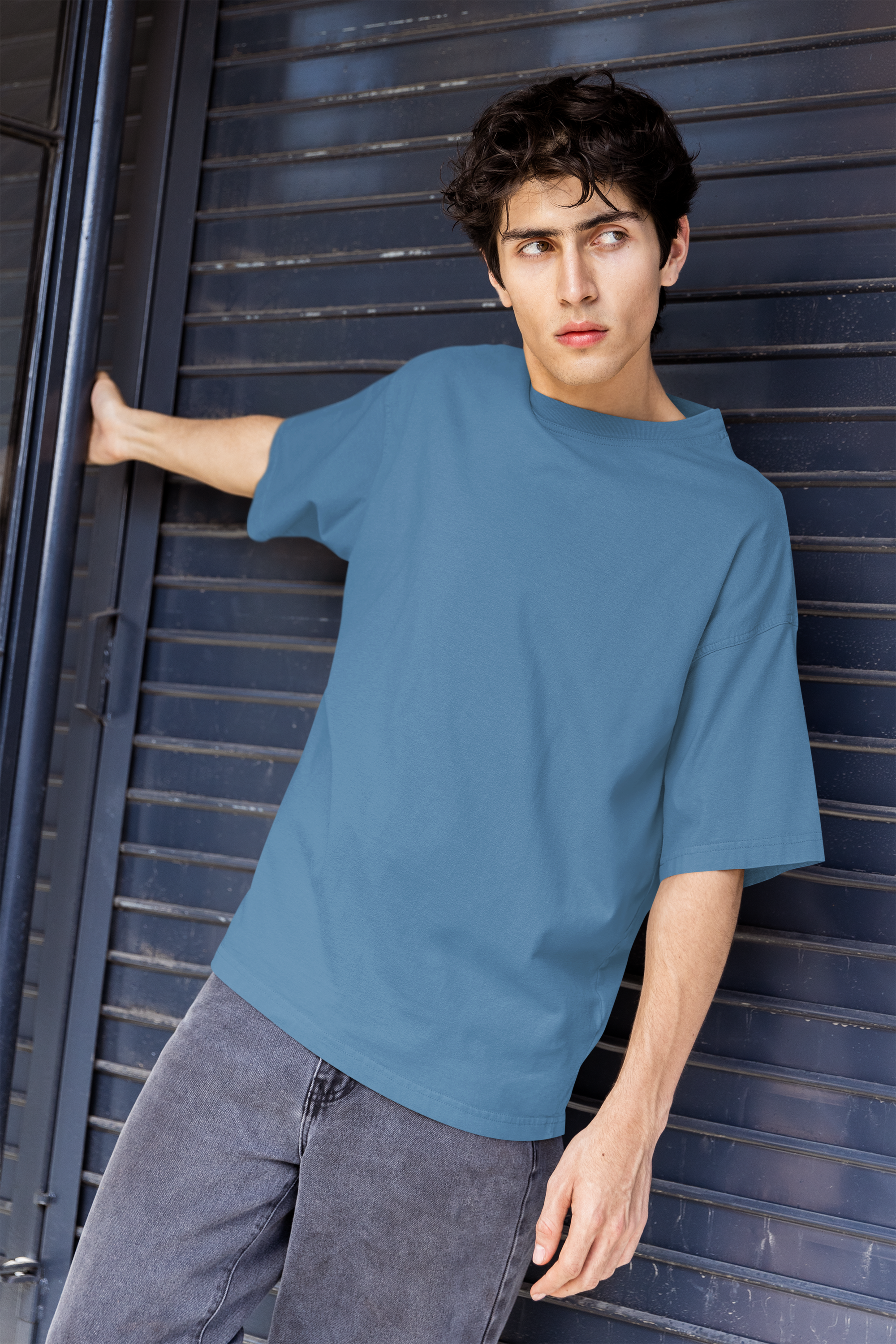 Cyan Blue - Plain 240 GSM Oversized Tee