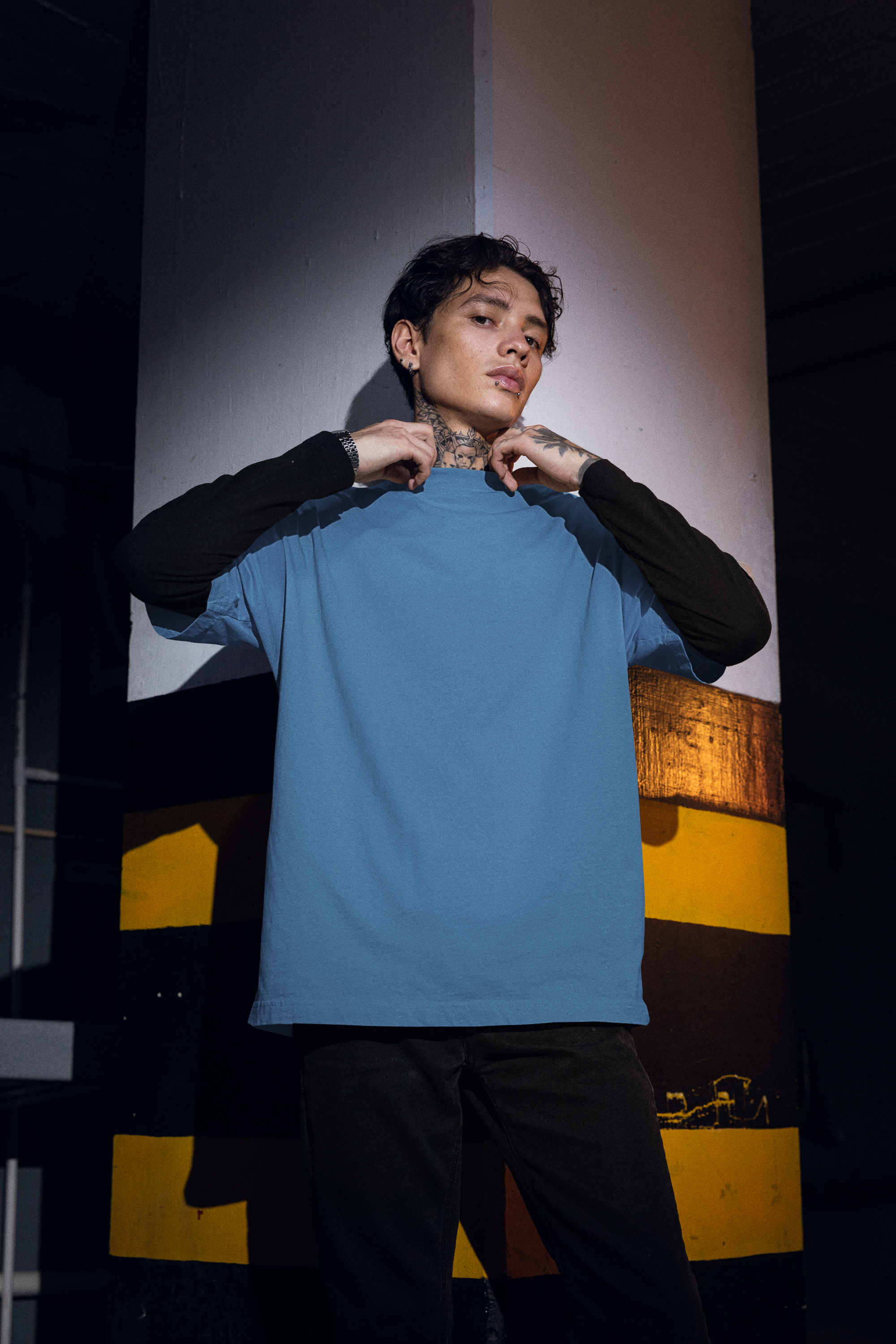 Cyan Blue - Plain 240 GSM Oversized Tee