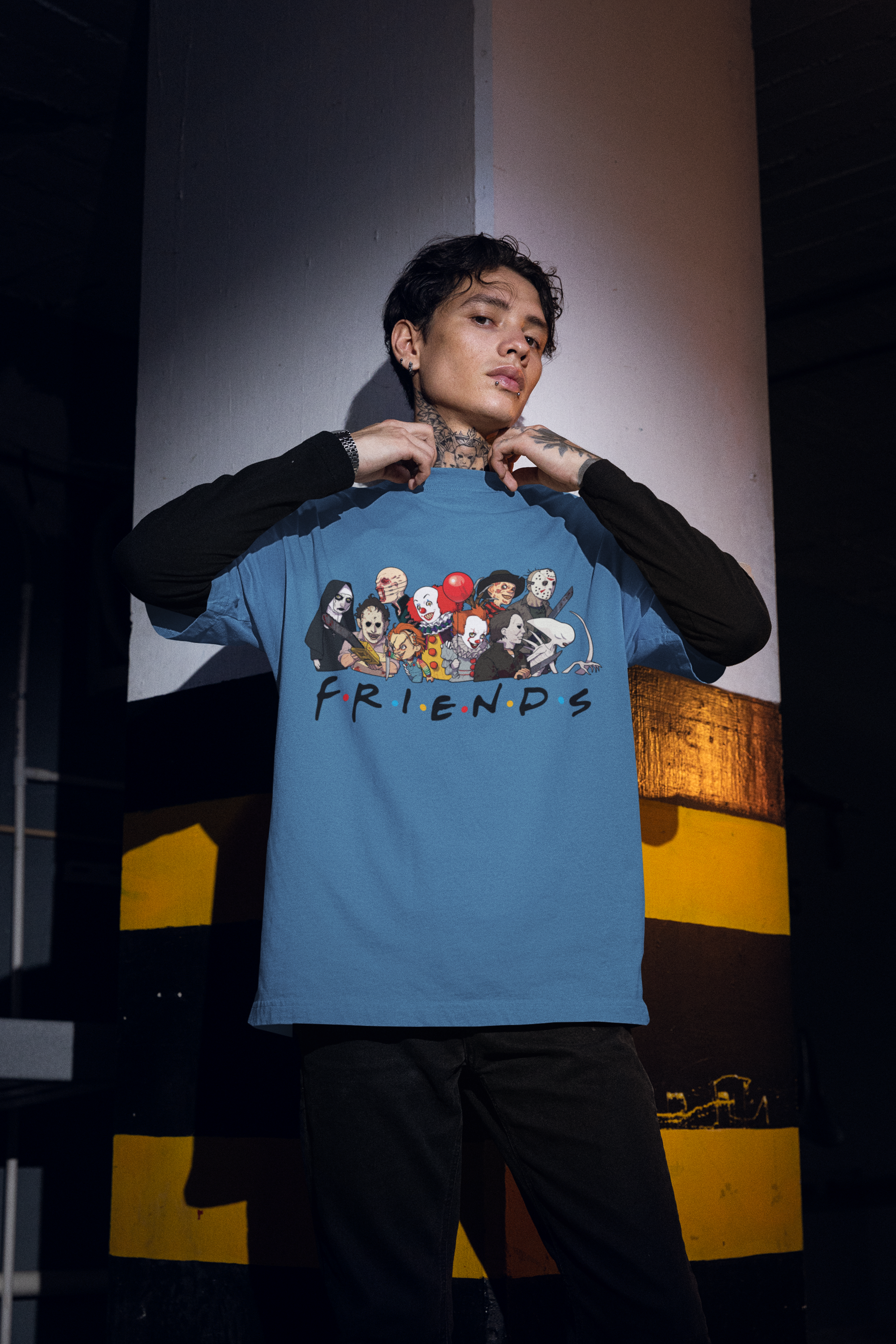 Premium Unisex Horror Friends Oversized Tee - 240 GSM