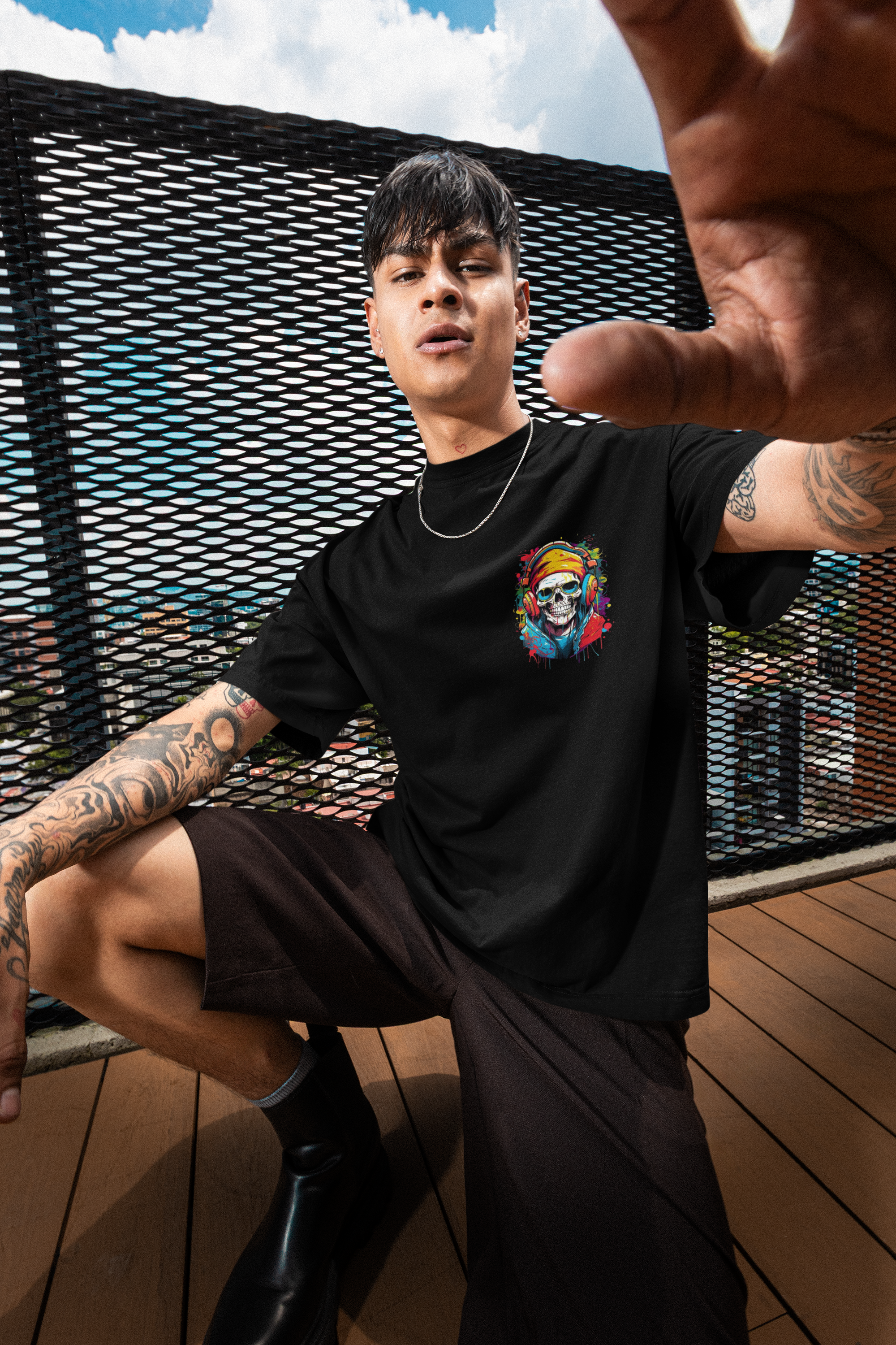 Unisex Cool Skull Oversized Tee - 240 GSM