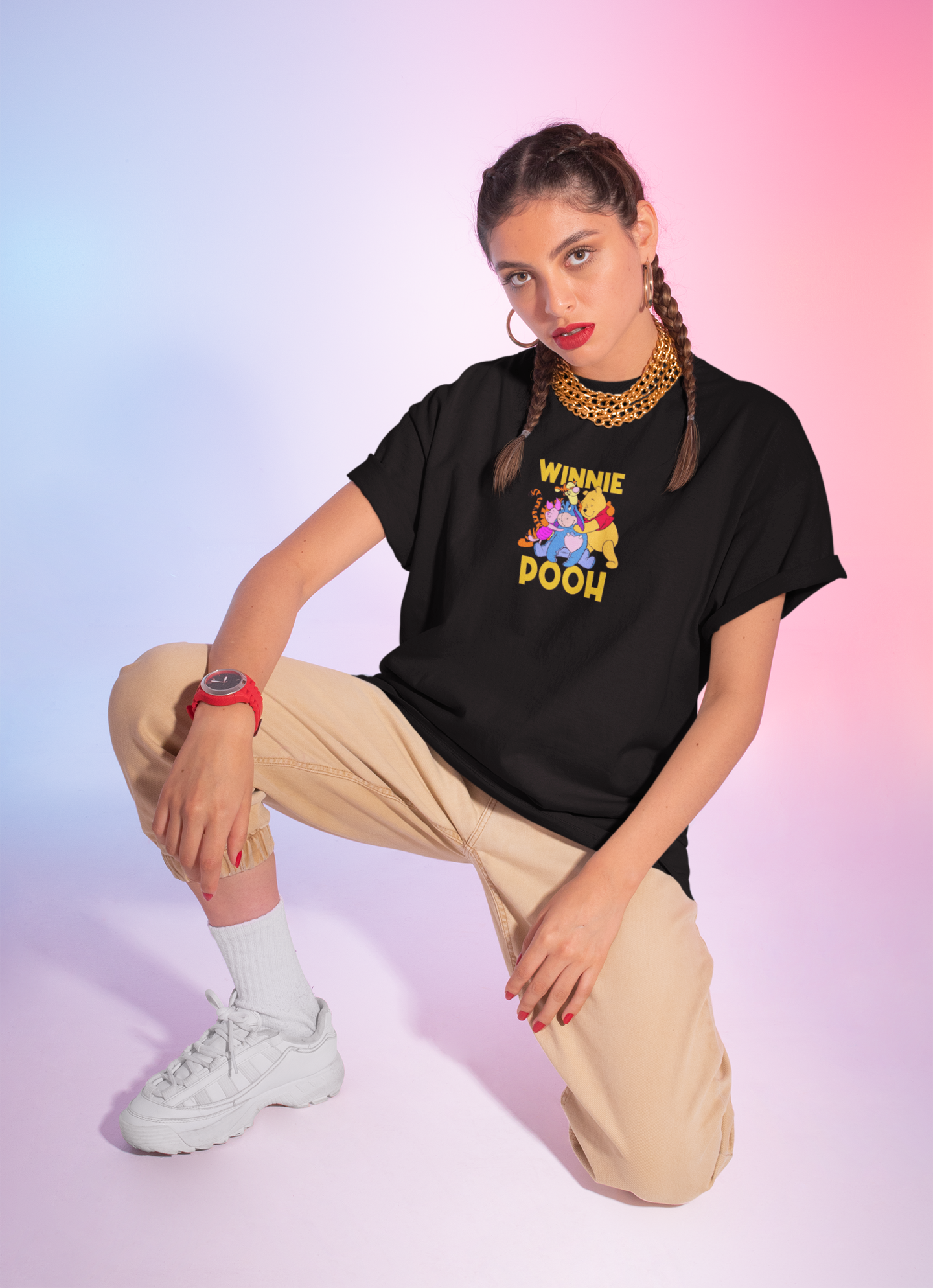 Winnie the Pooh Squad Graphic Printed Regular T-Shirt