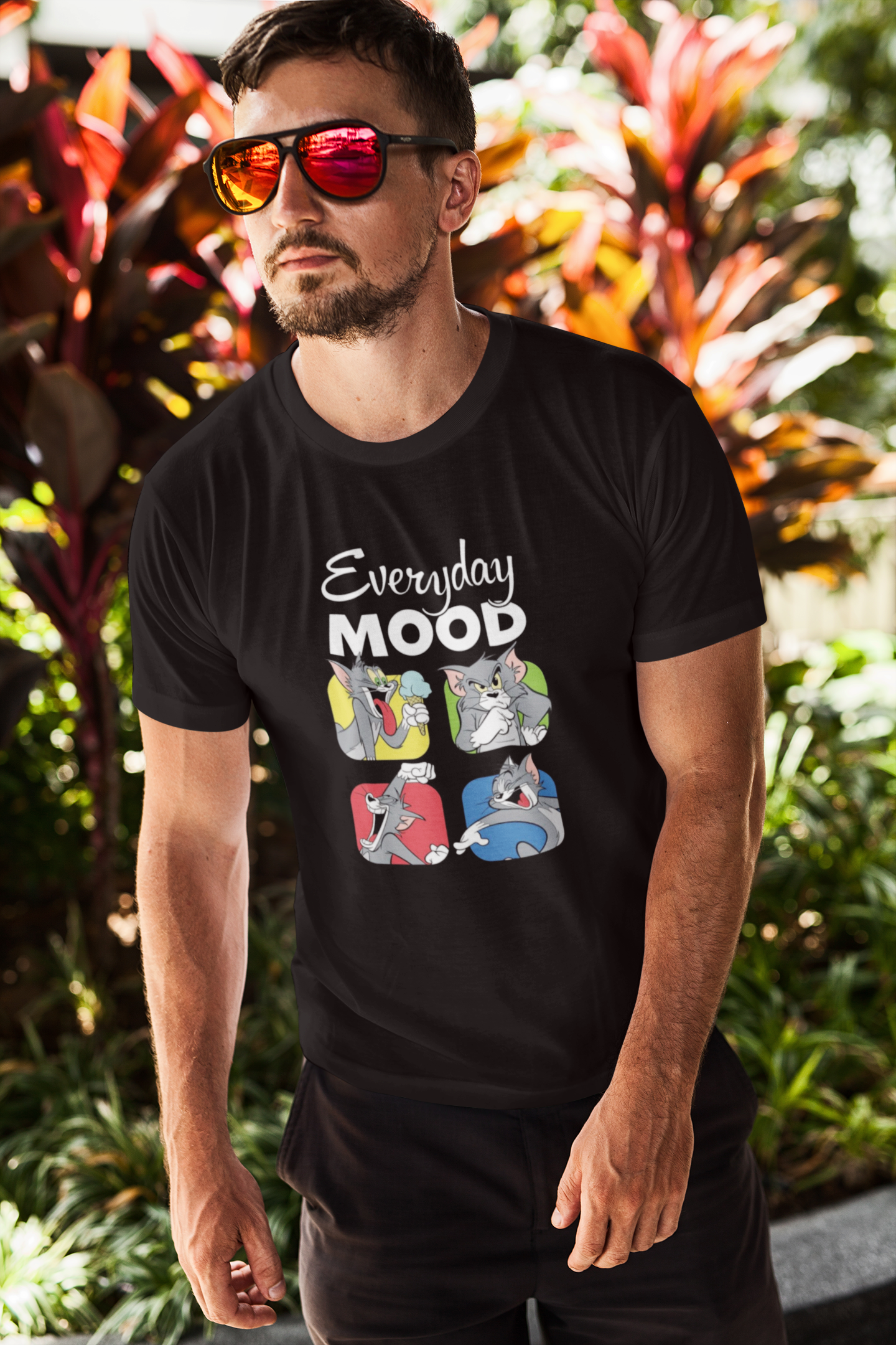 Tom and Jerry "Everyday Mood" Graphic T-Shirt | Cotton Lycra Blend | Regular Fit
