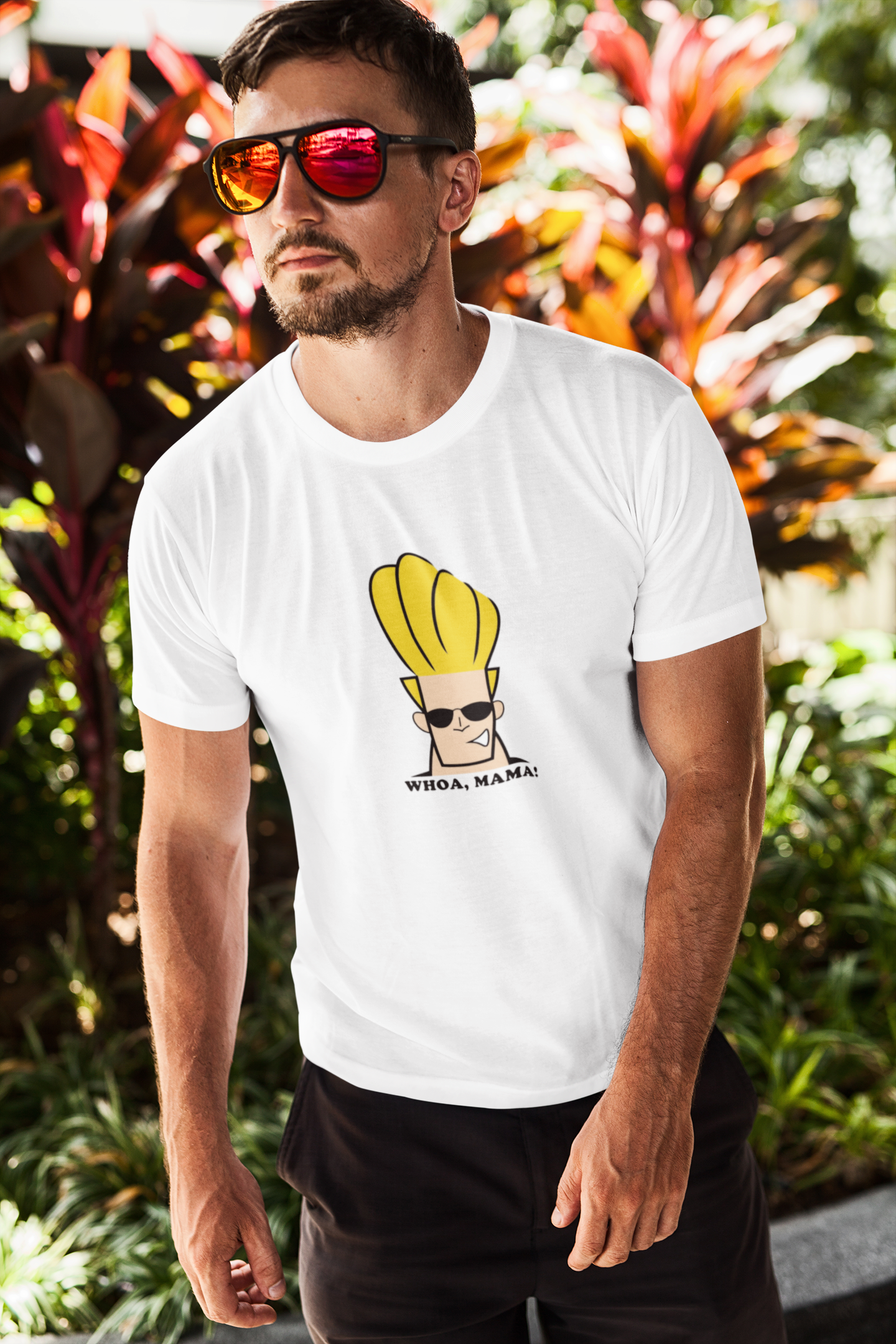 Johnny Bravo "Whoa, Mama!" Graphic Printed Regular T-Shirt