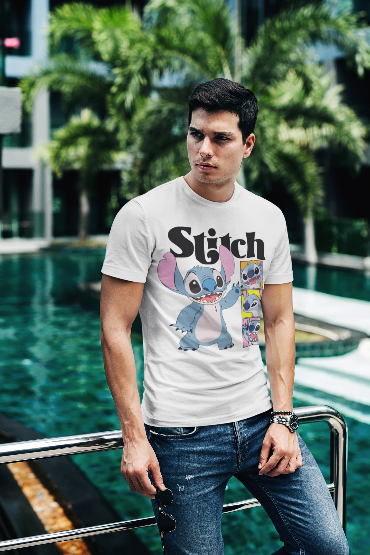 Stitch Graphic Printed T-Shirt | Cotton Lycra Blend | Regular Fit