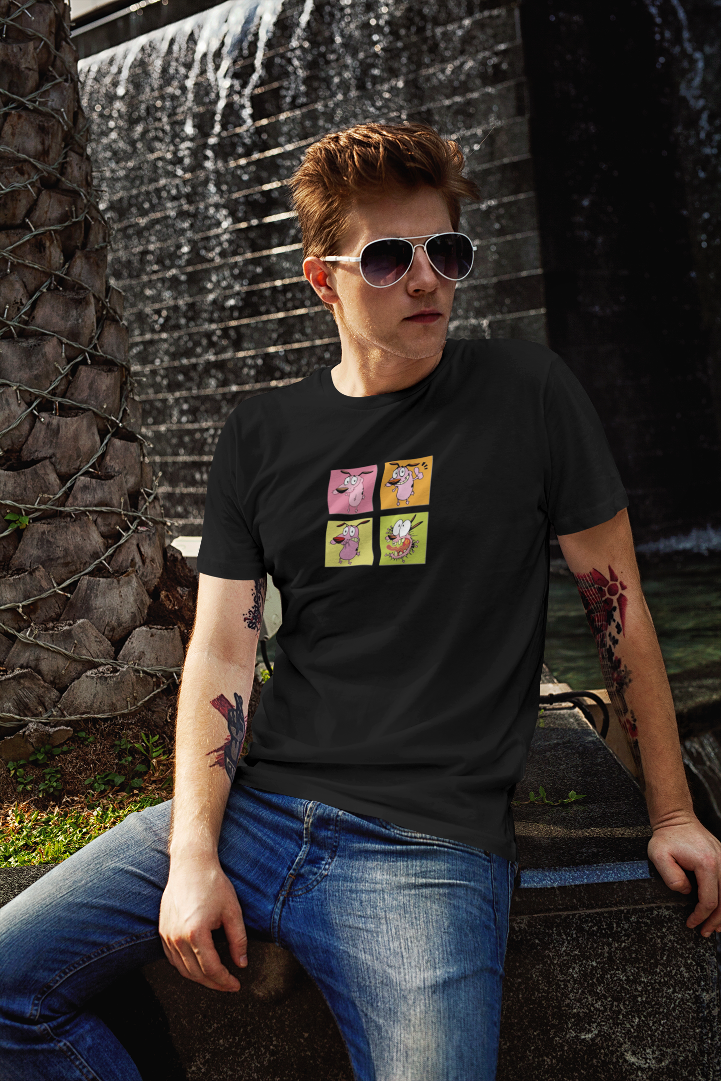 Courage the Cowardly Dog Pop Art Graphic Printed Regular T-Shirt