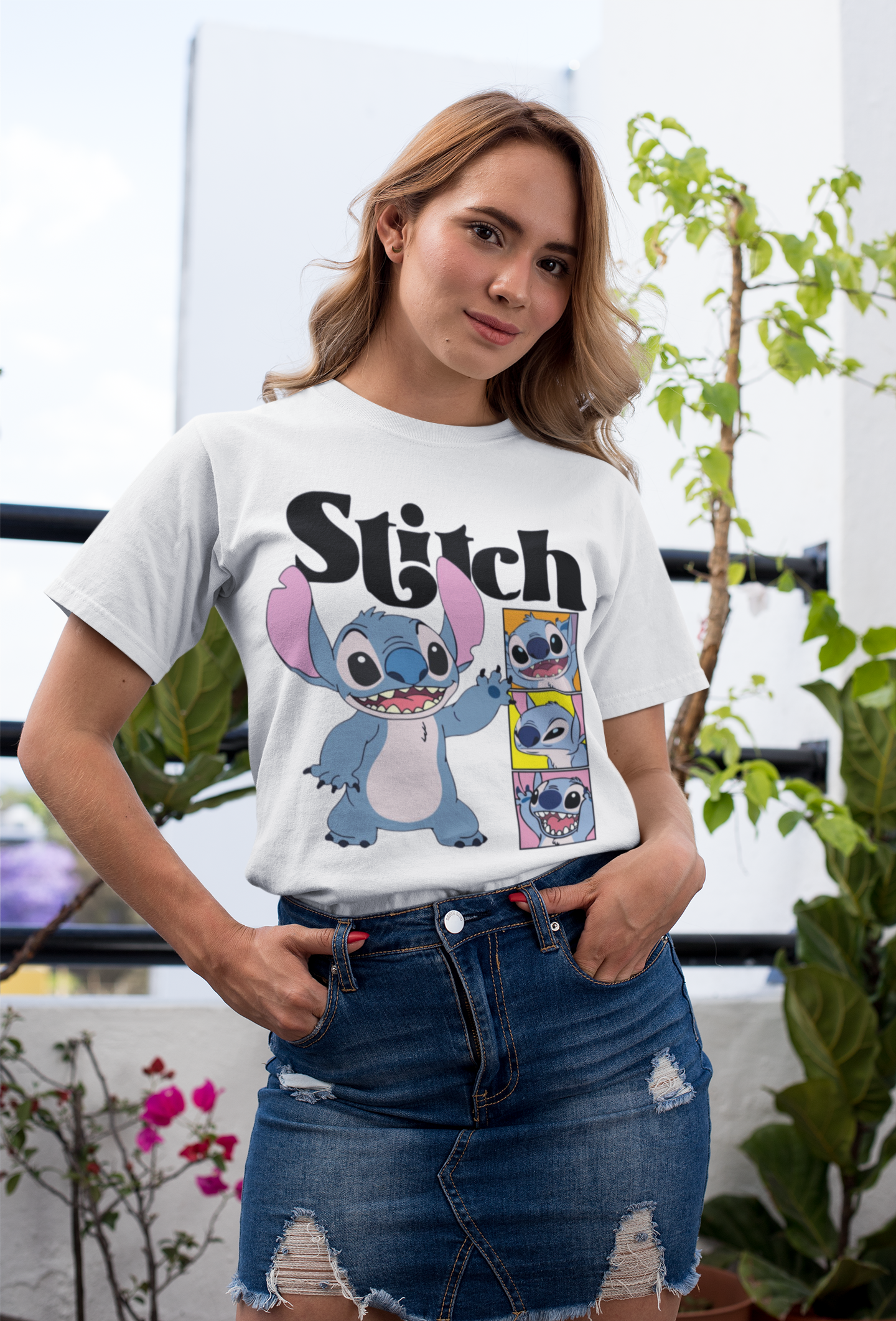 Stitch Graphic Printed T-Shirt | Cotton Lycra Blend | Regular Fit
